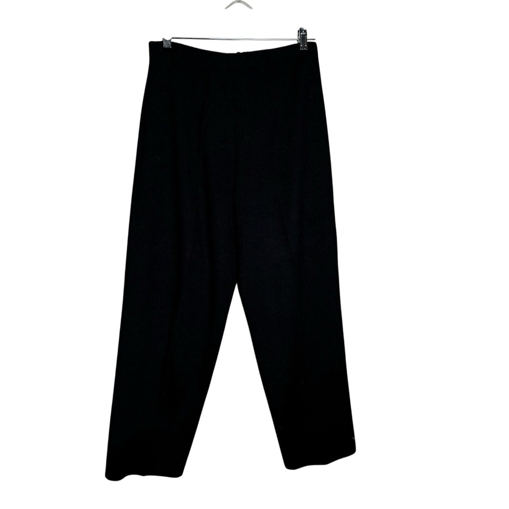 Vintage 90s Black Mita Krinkle Spun Knit Pants Petite 12 High Rise Wide Leg